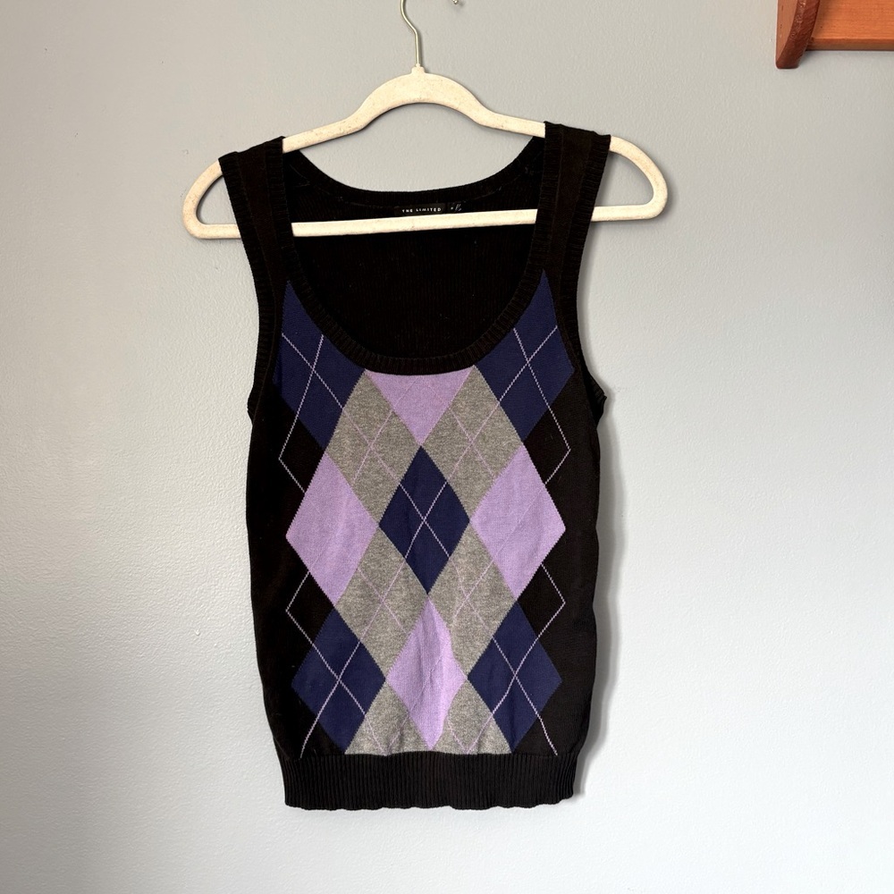 The Limited Purple Argyle Sweater Vest - Size small